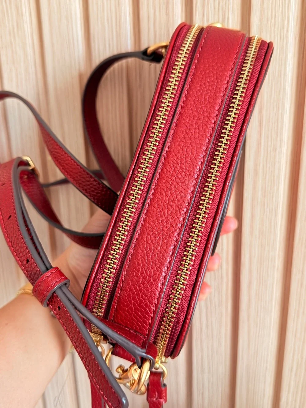 Tory Burch Red Pebbled Leather Mini Crossbody